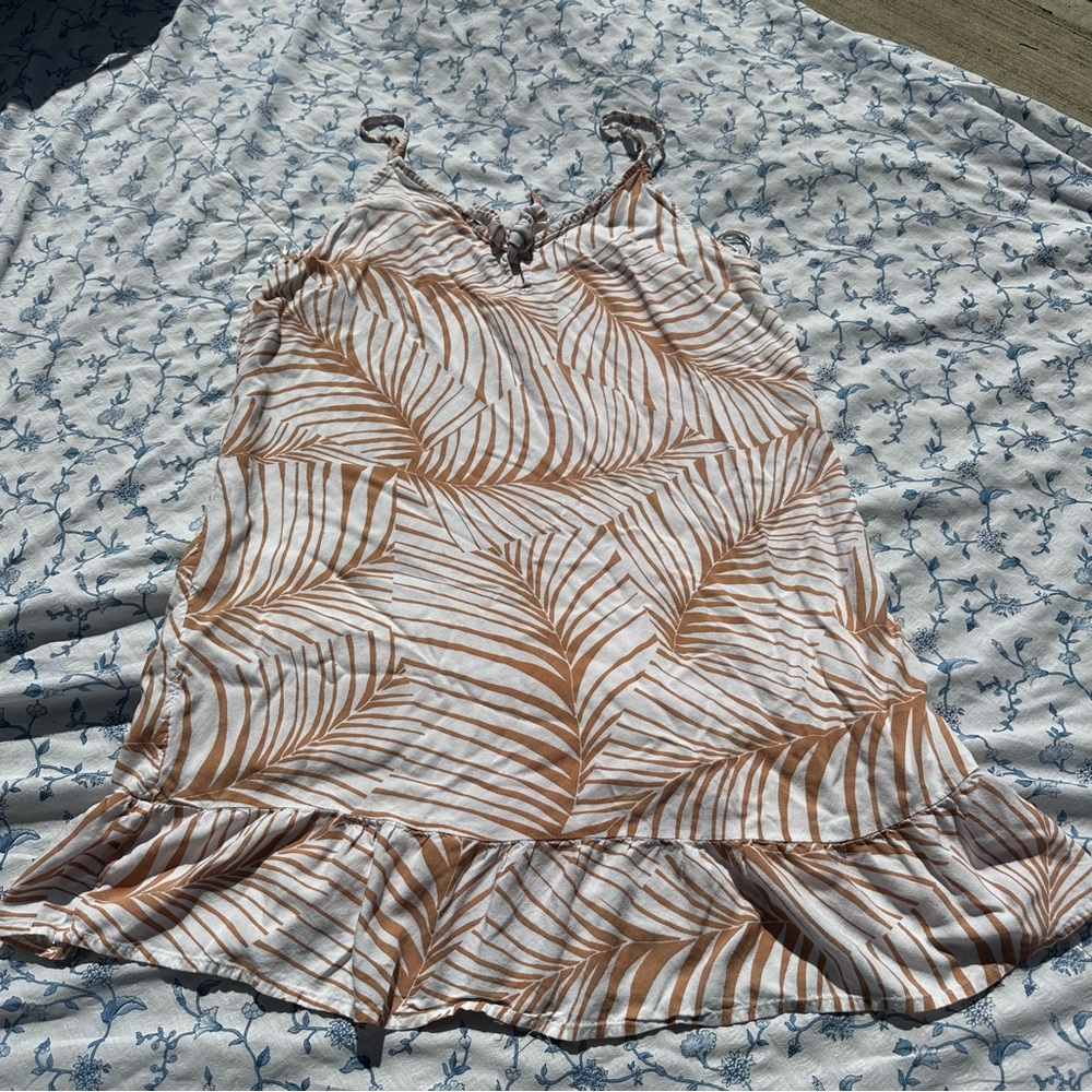 Roxy White and Tan Palm Leaf Dress